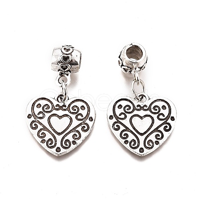 Tibetan Style Alloy European Dangle Charms PALLOY-E511-04A-AS-RS-1