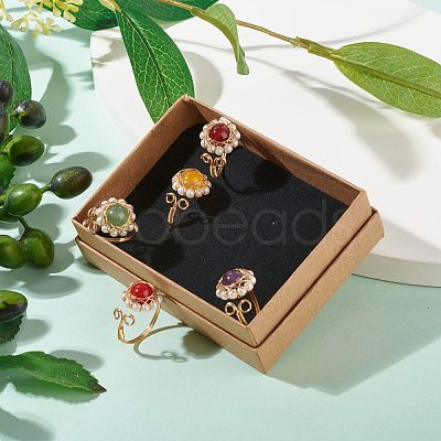 Natural Mixed Gemstone Finger Rings for Girl Women RJEW-TA00012-1