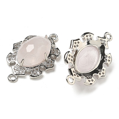 Natural Rose Quartz Faceted Oval Connector Charms G-G181-06P-10-1