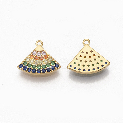 Brass Colorful  Cubic Zirconia Charms ZIRC-Q021-037G-NF-1