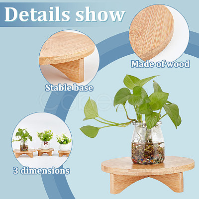 BENECREAT 3 Sets 3 Style Wood Holder for Planter Pots AJEW-BC0006-54-1