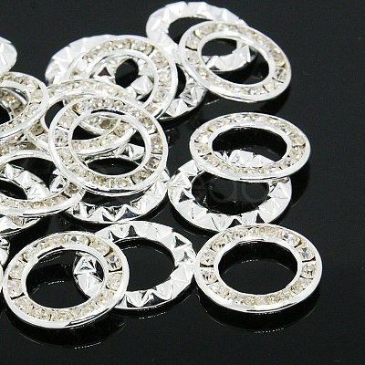 Brass Rhinestone Linking Rings RB-D047-16mm-01S-1