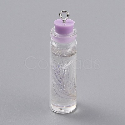 Transparent Glass Bottle Pendant Decorations EGLA-B002-01E-1