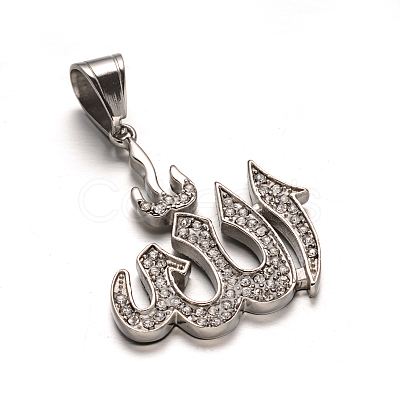 Allah 304 Stainless Steel Rhinestone Pendants STAS-M229-19P-1