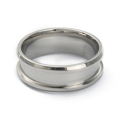 201 Stainless Steel Grooved Finger Ring Settings STAS-WH0029-52E-P-1