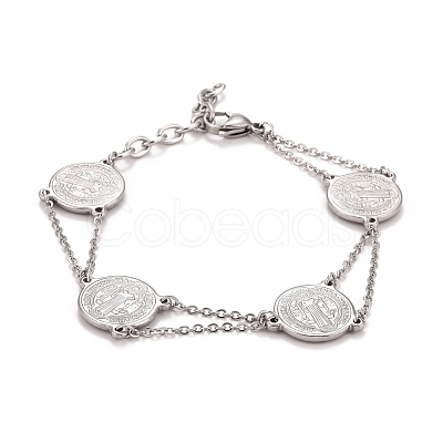 Non-Tarnish 304 Stainless Steel Saint Benedict Link Bracelet for Men Women STAS-E160-34P-1