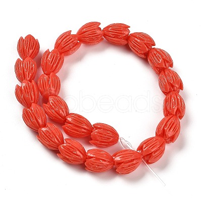 Synthetic Coral Dyed Carved Beads Strands CORA-P004-01A-1