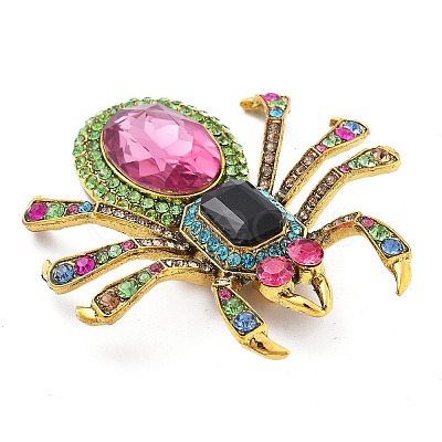 Spider Alloy Rhinestone Brooches JEWB-Q006-05A-1