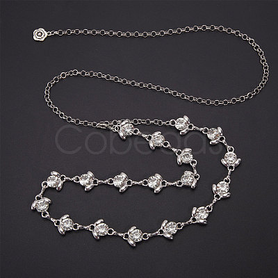 Alloy Flower Link Chain Waist Chains FIND-WH0421-95P-1