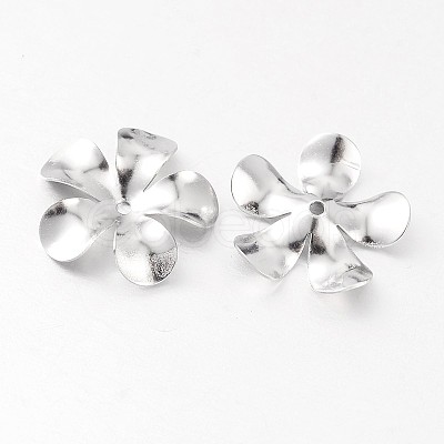 Tarnish Resistant Flower 5-Petal 316 Surgical Stainless Steel Bead Caps X-STAS-M257-01-1