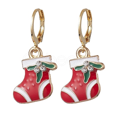 5Pairs 5 Styles Christmas Theme Alloy Enamel Dangle Earrings EJEW-JE05826-1