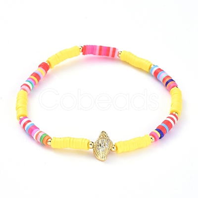 Handmade Polymer Clay Heishi Bead Stretch Bracelets BJEW-JB05078-1