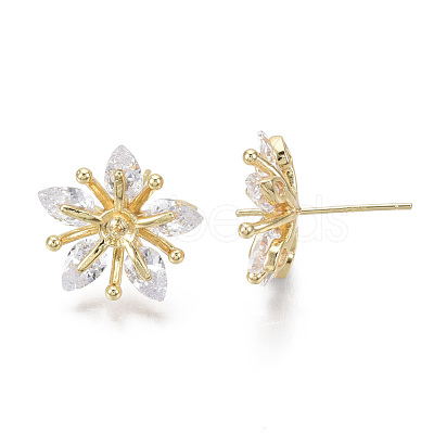 Brass Micro Pave Cubic Zirconia Stud Earring Findings KK-N233-009-NF-1