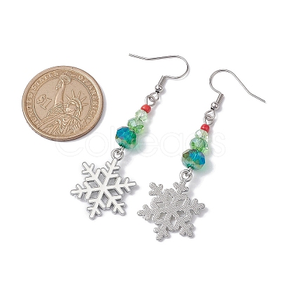 Christmas Theme Glass Dangle Earrings EJEW-TA00476-1