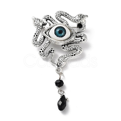 Tibetan Style Alloy Rhinestone Brooch JEWB-M035-18AS-1