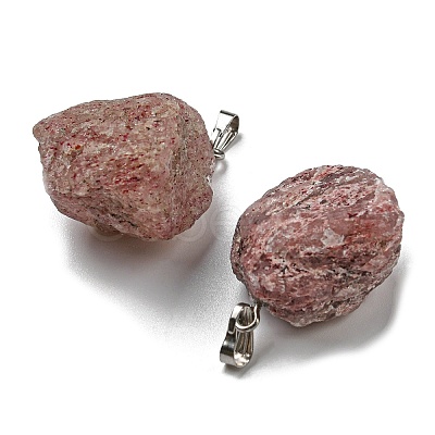 Raw Rough Natural Strawberry Quartz Pendants G-M405-02P-06-1