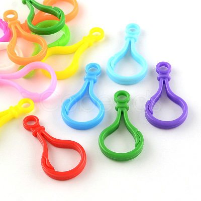 Opaque Solid Color Bulb Shaped Plastic Push Gate Snap Keychain Clasp Findings KY-YW0001-55-1