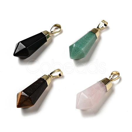 Natural Mixed Stone Pointed Pendants G-P474-02G-1