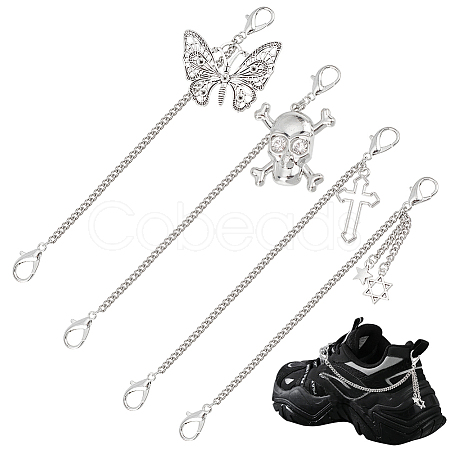   4Pcs 4 Style Zinc Alloy Shoe Curb Chains FIND-PH0007-37-1