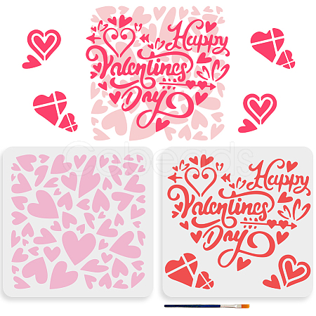 MAYJOYDIY US 1 Set Valentine's Day PET Hollow Out Drawing Painting Stencils DIY-MA0002-98-1