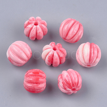 Synthetic Coral Corrugated Beads CORA-S027-32A-1