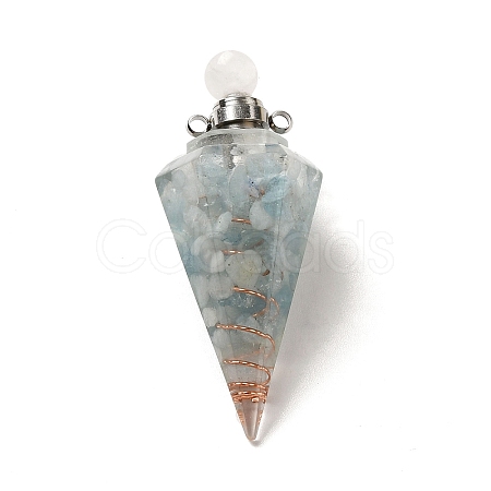 Natural Aquamarine Perfume Bottle Pendants G-H285-01P-08-1