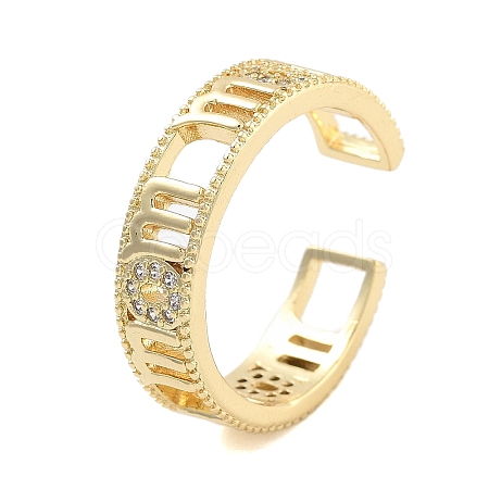 Clear Cubic Zirconia Open Cuff Rings RJEW-U002-05G-1