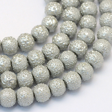 Baking Painted Textured Glass Pearl Round Bead Strands HY-Q002-8mm-06-1