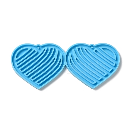 DIY Heart with Stripe Pendant Silicone Molds DIY-I099-46-1