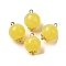 Two Tone Acrylic Pendants,  with Brass Loops, Round, Yellow, 16.5x12mm, Hole: 1.8mm