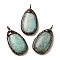 Natural Amazonite Pendants, Red Copper Tone Brass Teardrop Charms, 38x20.5x7.5~8mm, Hole: 5mm