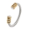 Ion Plating(IP) 304 Stainless Steel Cuff Bangles for Women, with ABS Imitation Pearl, Golden & Stainless Steel Color, Inner Diameter: 2-1/2 inch(6.3cm)