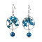 Natural Apatite Dangle Earrings, with Brass Earring Hooks, Tree of Life, 57x23.5mm