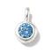 925 Sterling Sliver Cubic Zirconia Flat Round Charms, 925 Sterling Silver Plated, Cornflower Blue, 7x4.5x2mm, Hole: 2mm