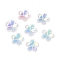 UV Plating Acrylic Bead Caps, Iridescent, 5-Petal Flower, Colorful, 11x11x4mm, Hole: 1.4mm