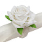 Burlap Napkin Rings, with Polyester Artificial Rose, Napkin Holder Adornment, Wedding Restaurant Daily Accessories, White, 80x60mm