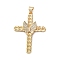 Brass Micro Pave Clear Cubic Zirconia Pendants, Real 18K Gold Plated, Cross, Butterfly, 36x26~26.5x3~4mm, Hole: 4x3.5mm