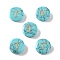 Synthetic Turquoise Beads, with Golden Tone Brass Slices, Flat Round with Letter, Letter T, 15x5.5mm, Hole: 1.4mm