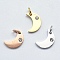 316 Surgical Stainless Steel Pendants, with Cubic Zirconia, Moon, Clear, Mixed Color, 12x9x2mm, Hole: 3mm