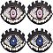 CHGCRAFT 4Pcs 2 Colors Computerized Embroidery Cloth Iron On Patches, Stick On Patch, Costume Accessories, Plastic Beaded Appliques, with Crystal Rhinestone, Eye, Mixed Color, 59x91x9mm, 2pcs/color