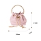 Imitation Leather Handbags, Rhinestone Handle Women Totes Bags, Pink, 16x14x9cm