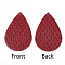 PU Leather Big Pendants, teardrop, FireBrick, 56x37x1.5mm, Hole: 1.5mm