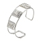 Non-Tarnish 304 Stainless Steel Wide Textured Open Cuff Bangles, Rectangle, 2-1/2~2-3/4 inch(6.5~7cm)x1-7/8 inch(4.7cm)