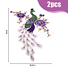 Nbeads 2Pcs 2 Colors Flower and Peacock Pattern Polyester Fabric Computerized Embroidery Cloth Sew on Appliques PATC-NB0001-16B-2