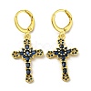 Real 18K Gold Plated Brass Dangle Leverback Earrings EJEW-A033-03G-07-1