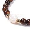 Round Dyed Natural Freshwater Shell Stretch Beaded Bracelets BJEW-JB05727-03-4