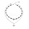 Clear Cubic Zirconia Star Pendant Necklaces Set NJEW-JN04150-1