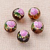 Flower Picture Printed Glass Round Beads GLAA-J088-12mm-A05-1