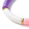 Candy Color Chunky Acrylic Curved Tube Beads Stretch Bracelet for Girl Women BJEW-JB07297-02-5
