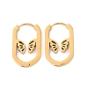 304 Stainless Steel Oval with Butterfly Hoop Earrings for Women STAS-B035-02G-1